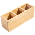 Useekoo Wood Pencil Holder, Wood Desk Organizers And Accessories 3 Compartment, Rustic Remote Control Holder, Wooden Caddy Offic