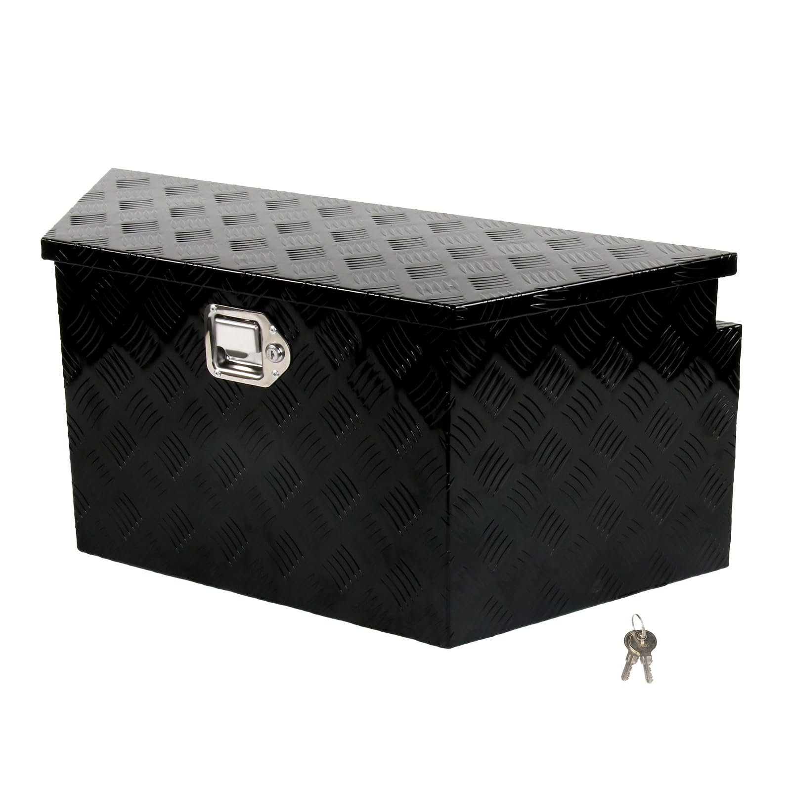 Fgjqefg 34 Inch Aluminum Utility Trailer Tongue Tool Box Wide Trailer Storage Organizer Rv Storage Tool Box With Lock & Keys Bla