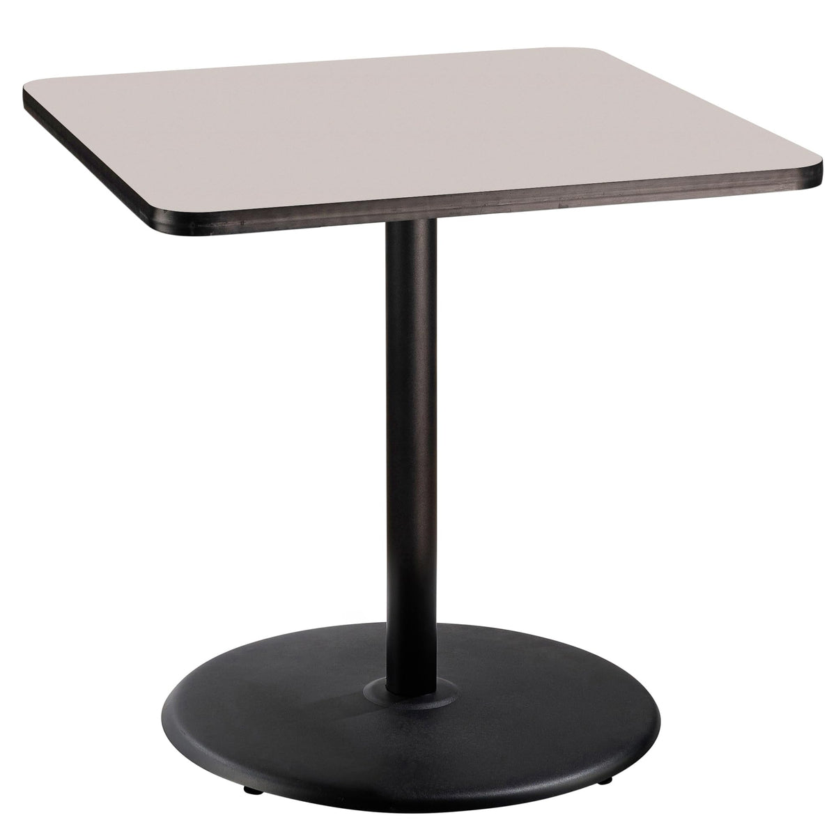 National Public Seating Nps 36&Quot; Square Cafe Table With Round Base, 36&Quot; Height, Particleboard Core/T-Mold, Grey Nebula Top, Black Frame