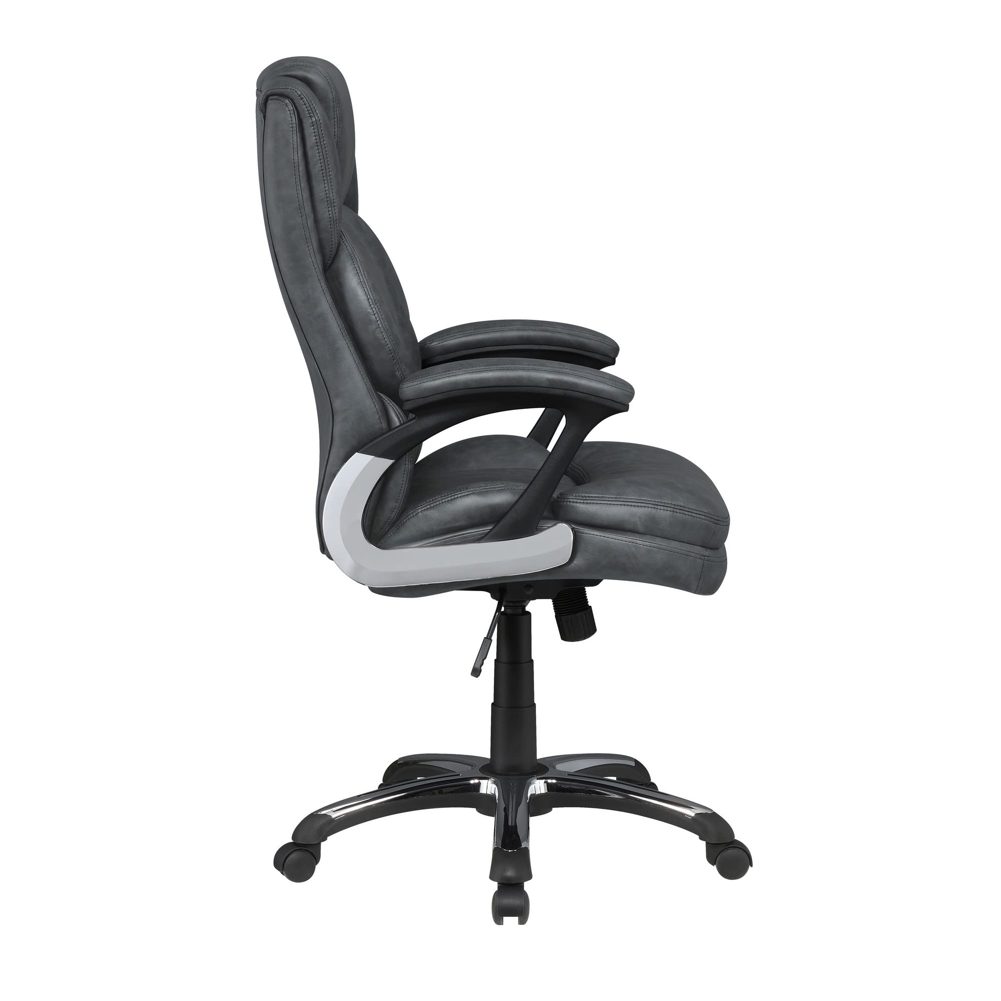 Benjara Bm245881 Leatherette Office Chair With Casters & Padded Arms Gray