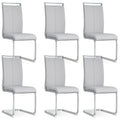 Baysitone Modern Dining Chairs Set Of 6, Side Dining Room Chairs, Kitchen Chairs With Faux Leather Padded Seat High Back, Chairs For Dining Room,Kitchen, Living Room Light Grey