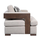 Acme Niamey Chair with 1 Pillow in Fabric & Cherry