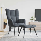vidaXL Dark Gray Velvet Relaxing Chair with a Stool - Upholstered Seating | Lounge, Living Room, Office | Modern Design with Steel Frame