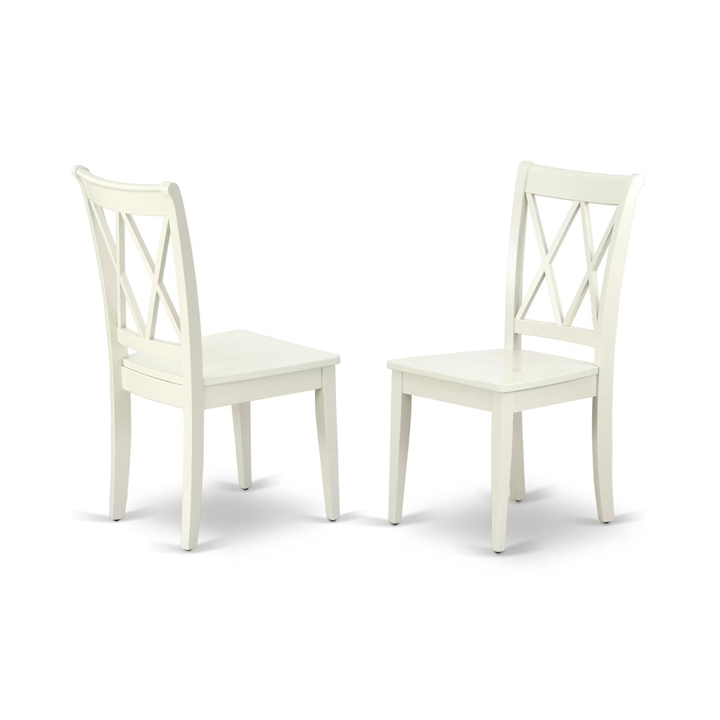 East West Furniture Ancl3-Lwh-W 3 Piece Kitchen Table Set For Small Spaces Contains A Round Dining Room Table With Pedestal And 2 Solid Wood Seat Chairs, 36X36 Inch, Linen White