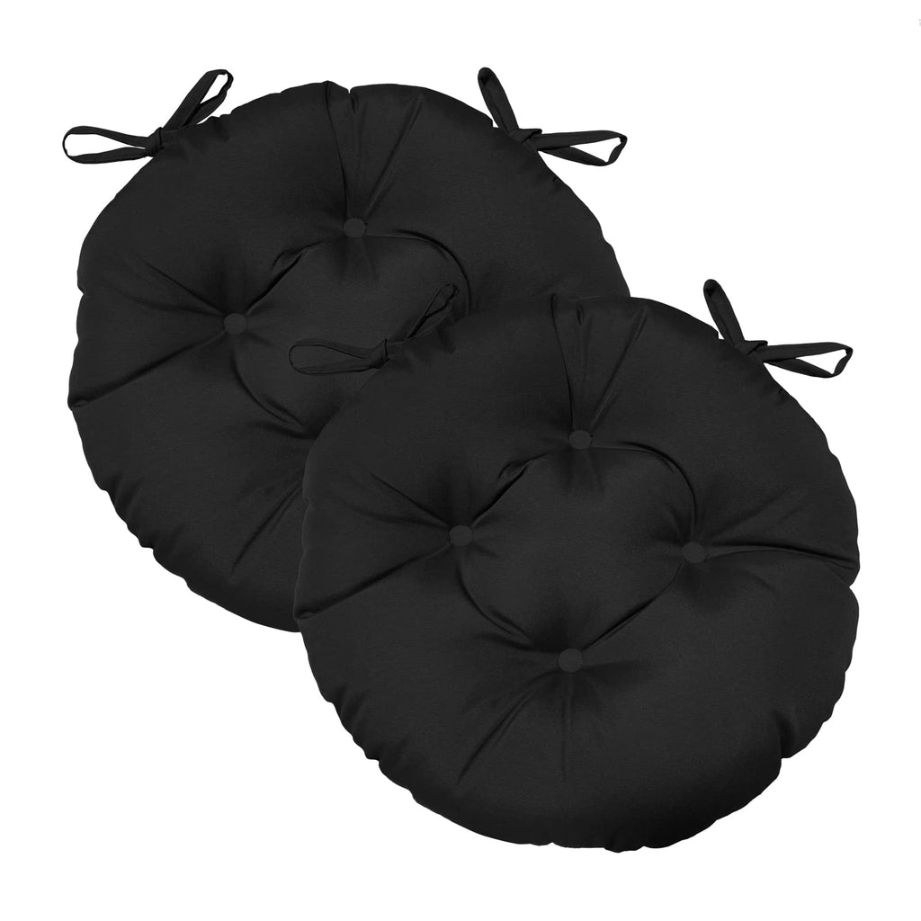 Gueglsa Outdoor Round Tufted Cushions, 15 Inch Bistro Chair Cushions With Ties, High Uv Resistant Round Chair Pads For Patio Bis