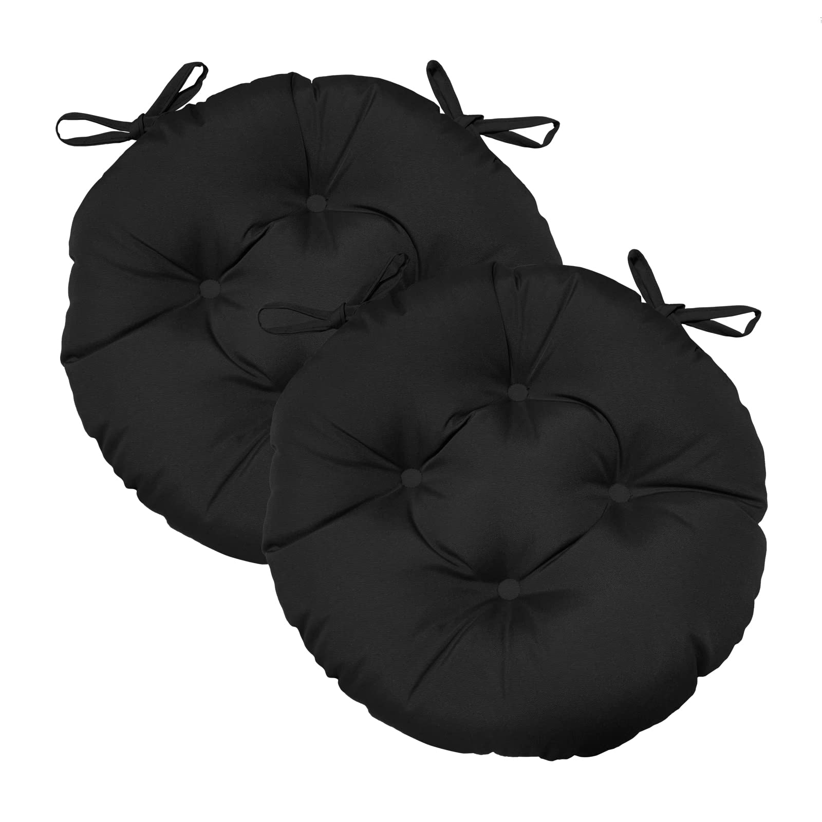 Gueglsa Outdoor Round Tufted Cushions, 15 Inch Bistro Chair Cushions With Ties, High Uv Resistant Round Chair Pads For Patio Bis