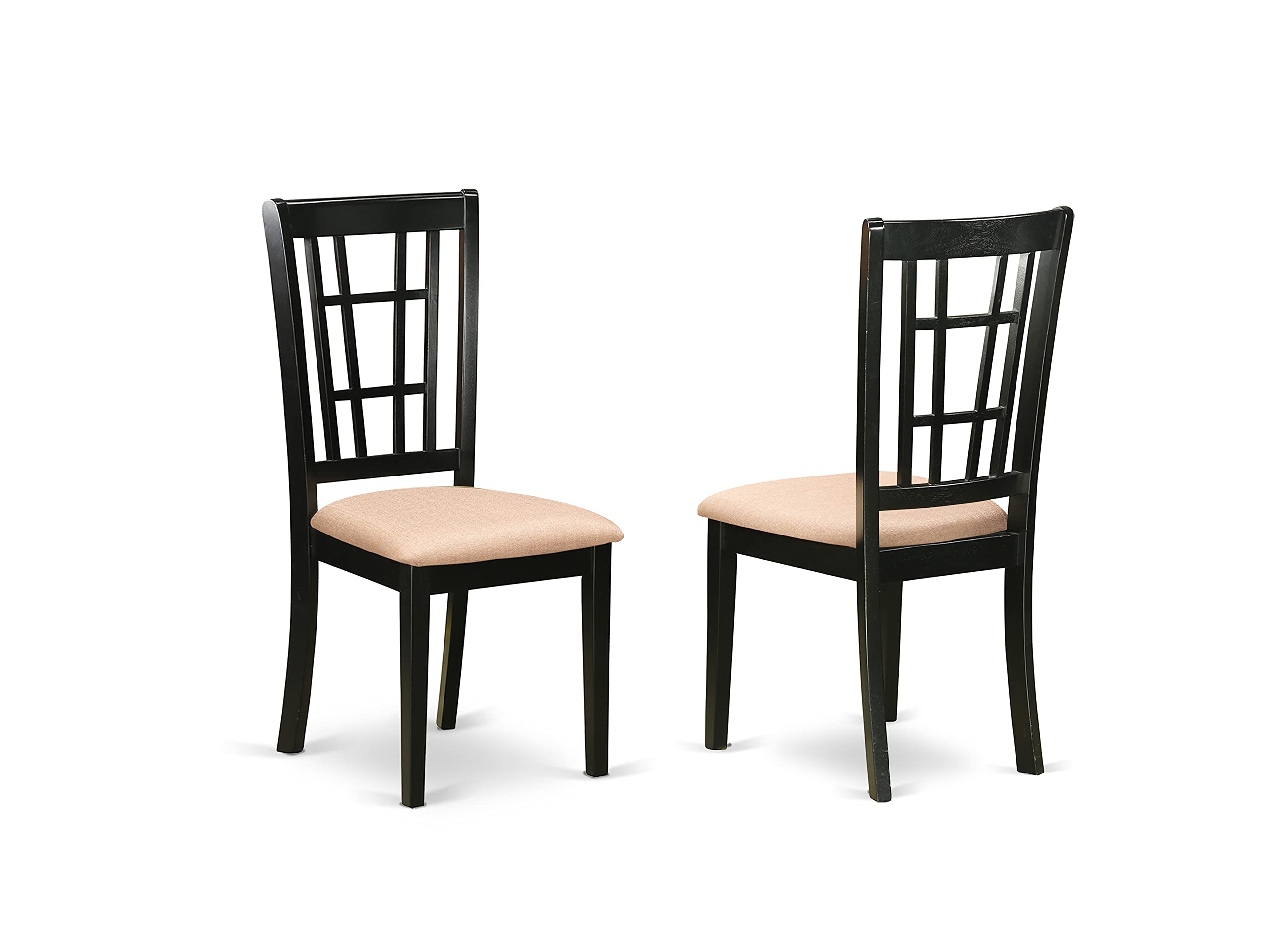 East West Furniture DUNI5-BLK-C 5 Piece Kitchen Table & Chairs Set Includes a Rectangle Dining Table and 4 Linen Fabric Dining Room Chairs, 36x60 Inch, Black