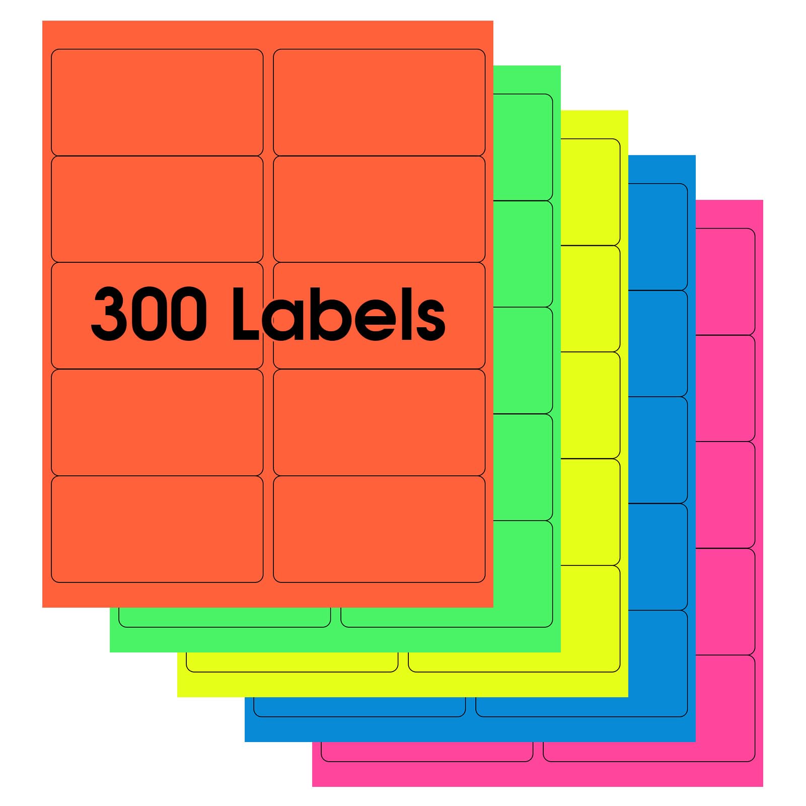 Maxgear 8-1/2 ' X 11 ' Neon Labels 5 Colors - Fluorescent Labels, For Inkjet Or Laser Printer, For Efficient Sorting And Organ