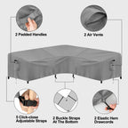 Purefit Outdoor Sectional Sofa Cover Waterproof V Shaped Patio Furniture Covers For Deck, Lawn And Backyard, 100”X100”, Gray