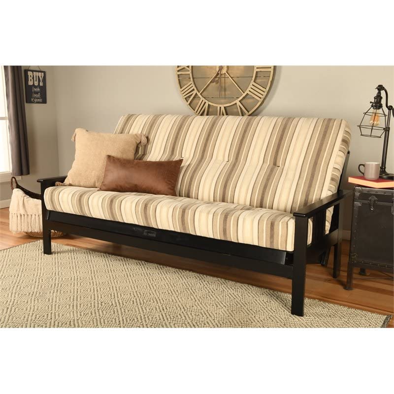 Kodiak Furniture Monterey Black Wood Futon with Parma Gray Mattress