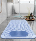 BIRZAR Non Anti Slip Vinyl Silicon PVC Rubber Bath Mat with Foot Massager Scrubber Drain Holes and Suction Cup (69 x 36 Cm, Ligh