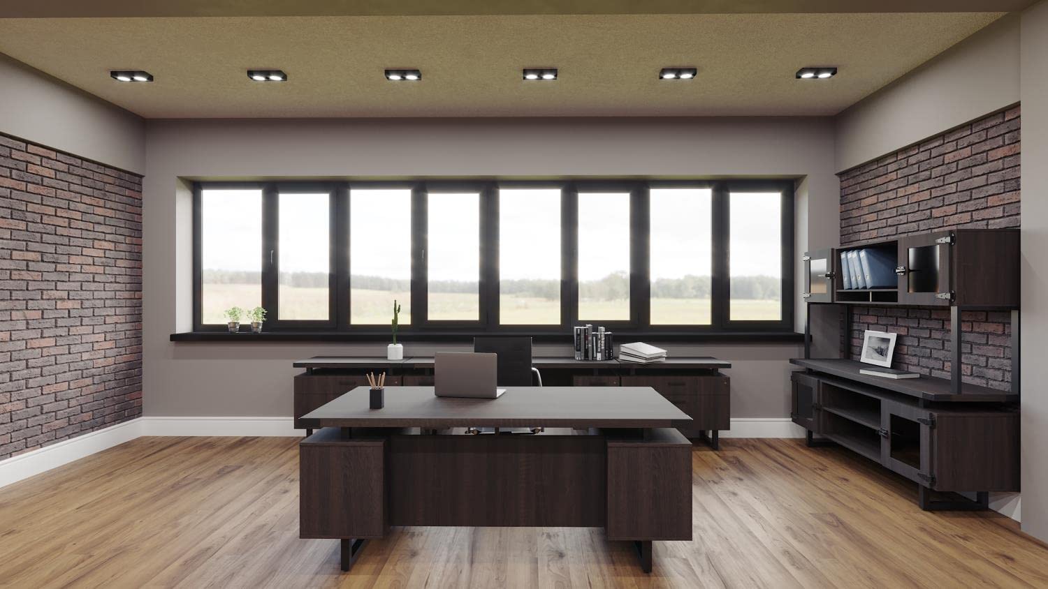 Mirella Low Wall Cabinet with Glass Doors