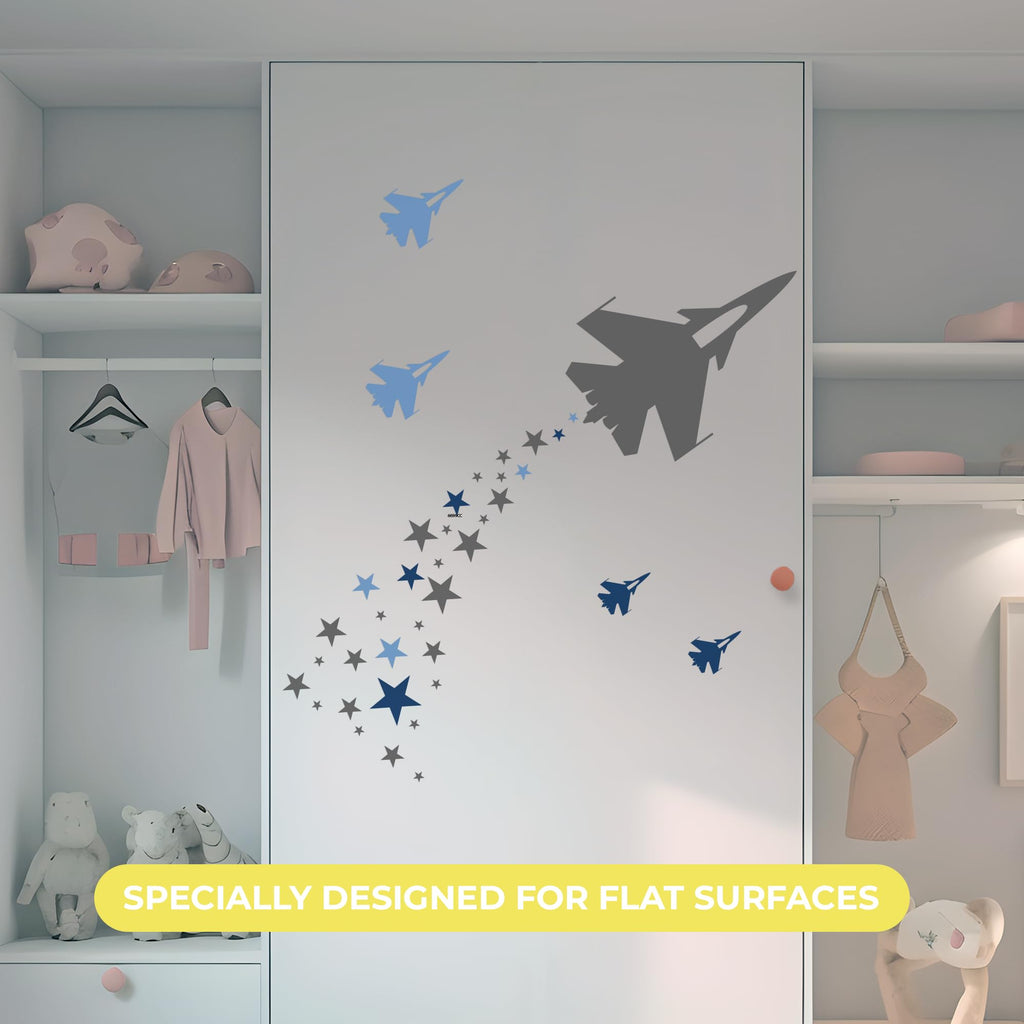 Airplanes And Stars Wall Decor Living Room I Wall Decal For Home Bedroom I Nursery Wall Decal For Baby Boy Decoration I Stickers