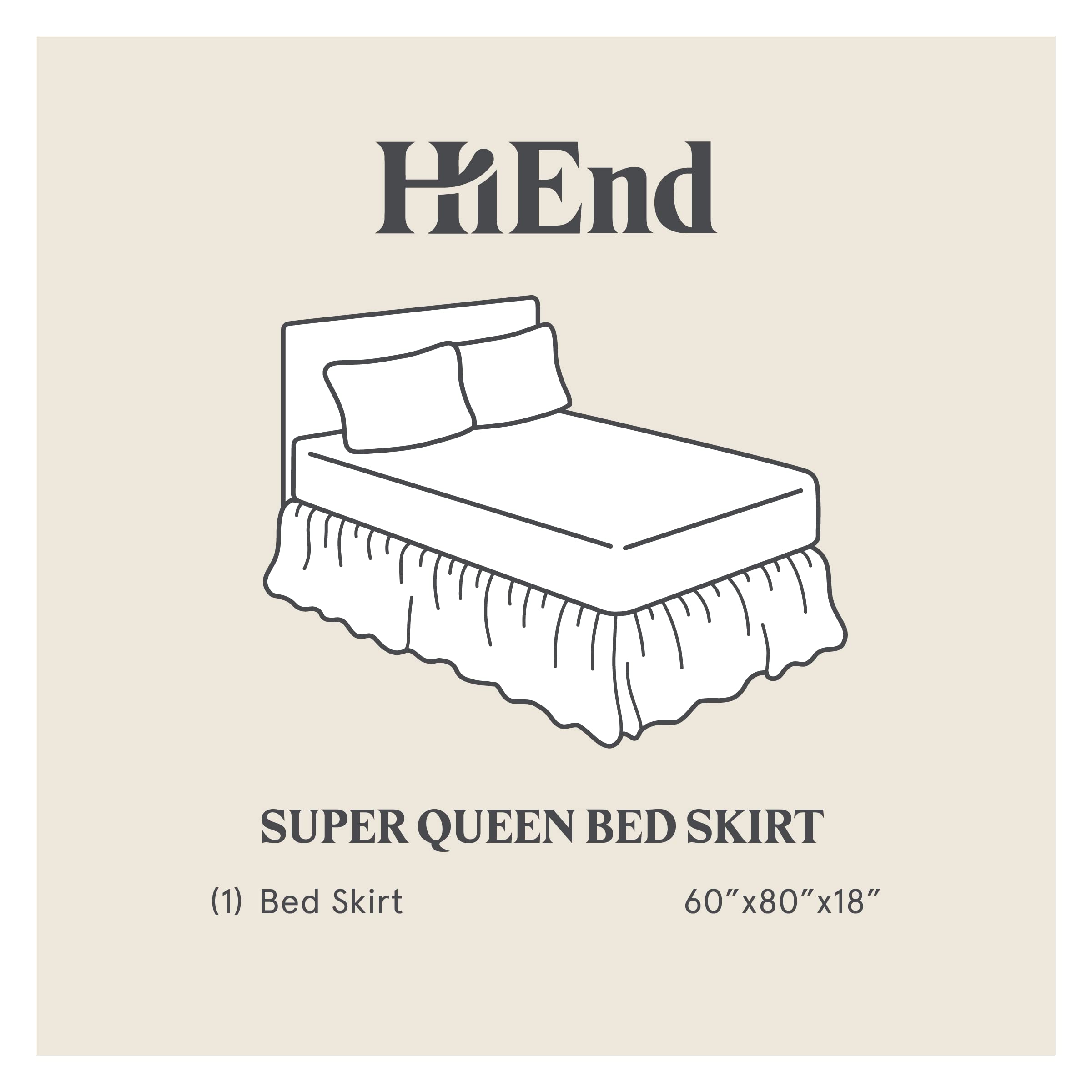 Hiend Accents Stella Faux Silk Velvet Bed Skirt, Stone, Super Queen Size, Romantic Modern Western Traditional Style Bedding