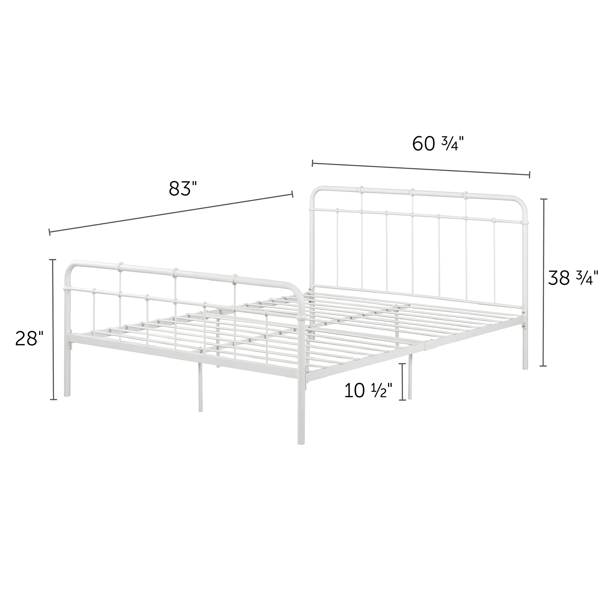 South Shore Versa Metal Platform Bed Pure White, Traditional