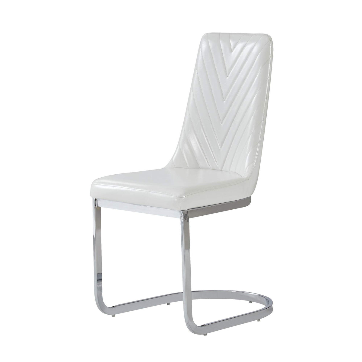 HomeRoots Set of 2 Modern White Dining Chairs with Horse Shoe Style Metal Base