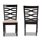 Baxton Studio Lanier Modern and Contemporary Sand Fabric Upholstered Dark Brown Finished 2-Piece Wood Dining Chair Set