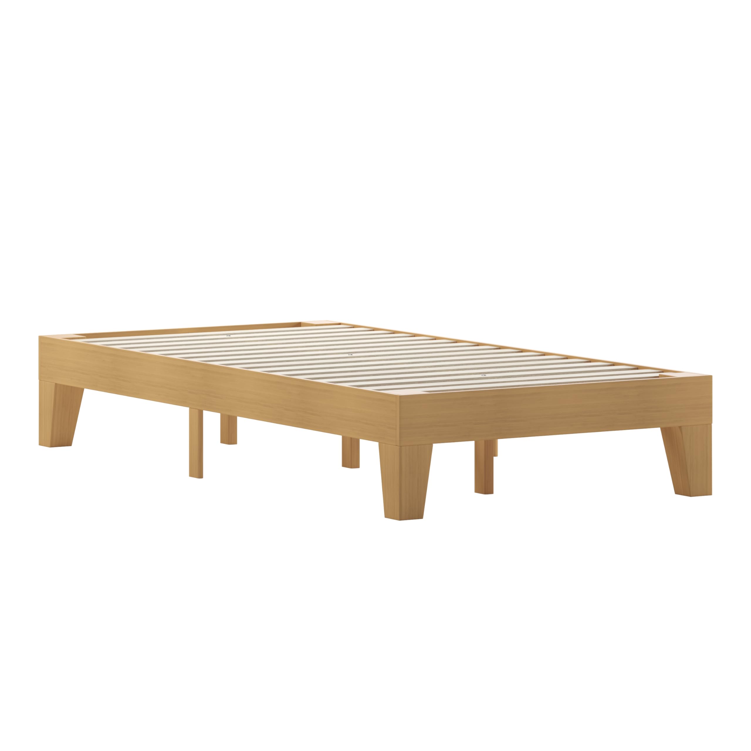 Flash Furniture Evelyn Wooden Platform Bed - Natural Pine Finish - Twin - Wooden Slat Support - No Box Spring Required - Easy Assembly