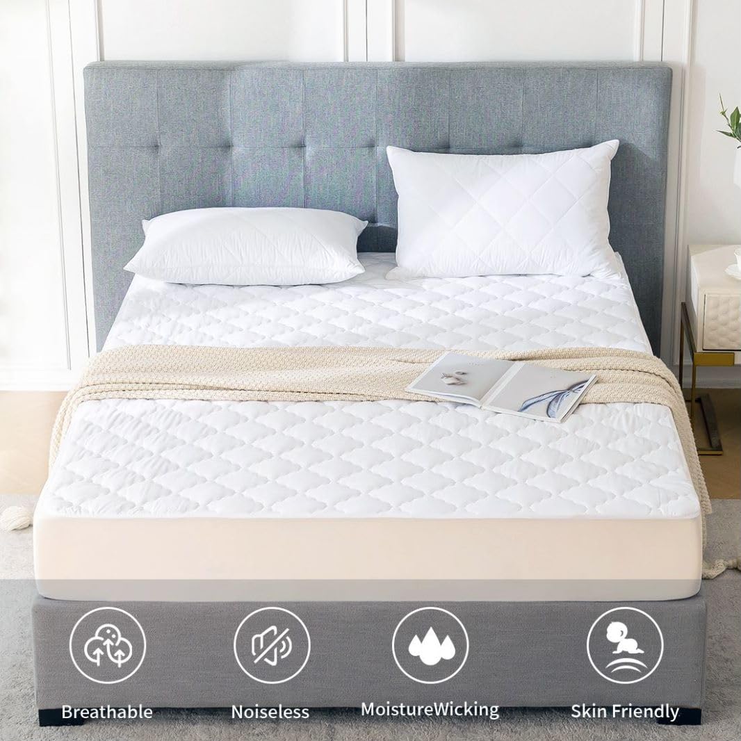 Flippeddream Quilted California King Mattress Protector - Waterproof, Breathable, And Noiseless Pad With Deep Pockets For 6-18 I