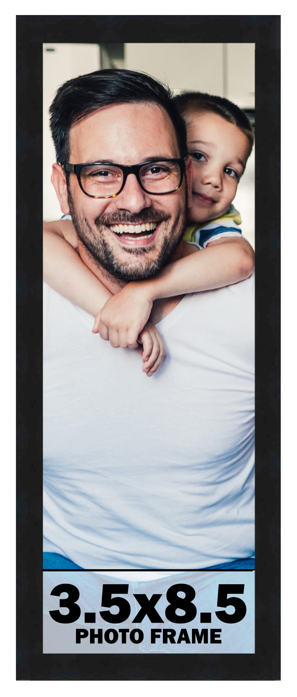 3.5x8.5 Frame Black Picture Frame - Modern Photo Frame Includes UV Acrylic Shatter Guard Front, Acid Free Foam Backing Board, Ha