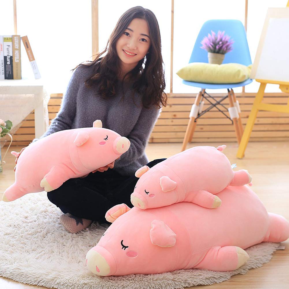 Ehotong Pig Plush Pillow, Piggy Soft Hugging Pillow Funny Cute Pig Stuffed Animal Toys Christmas Birthday Girlfriend Gift, 27 In