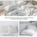 Simple&Opulence 100% Linen Duvet Cover Set 3Pcs Yarn Dyed Vertical Pinstripe Ticking Pattern Natural French Washed Flax Breathable Farmhouse Bedding - Grey Stripe, King Size