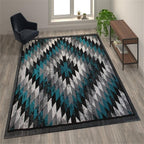 Flash Furniture Teagan Collection Southwestern Style Area Rug - Olefin Turquoise Accent Rug - 5' X 7' - Jute Backing - Entryway, Living Room, Bedroom