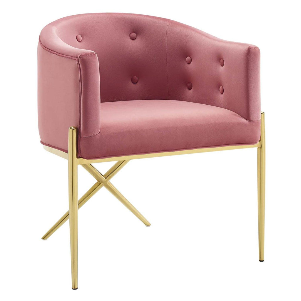 Modway Savour Tufted Performance Velvet Accent Armchair, Dining Chair - Set Of 2, Dusty Rose