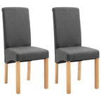 vidaXL Dining Chairs Set of 2 - Upholstered Side Chairs - Gray Fabric - Modern Wood Frame - Ideal for Dining and Living Rooms - 16.5" W x 21.5" D x 37.8" H