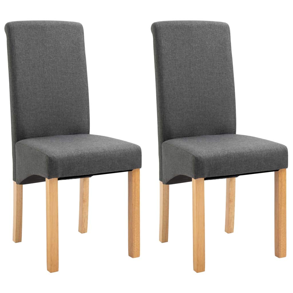 vidaXL Dining Chairs Set of 2 - Upholstered Side Chairs - Gray Fabric - Modern Wood Frame - Ideal for Dining and Living Rooms - 16.5" W x 21.5" D x 37.8" H