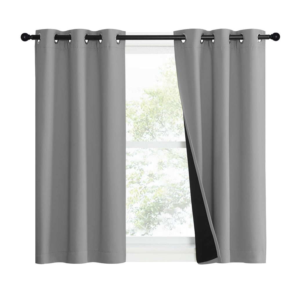 Nicetown Full Shade Curtain Panels, Pair Of Energy Smart & Noise Blocking Out Blackout Drapes For Dining Room Window, Thermal Insulated Guest Room Lined Window Dressing(Silver Grey, 37 X 40 Inch)