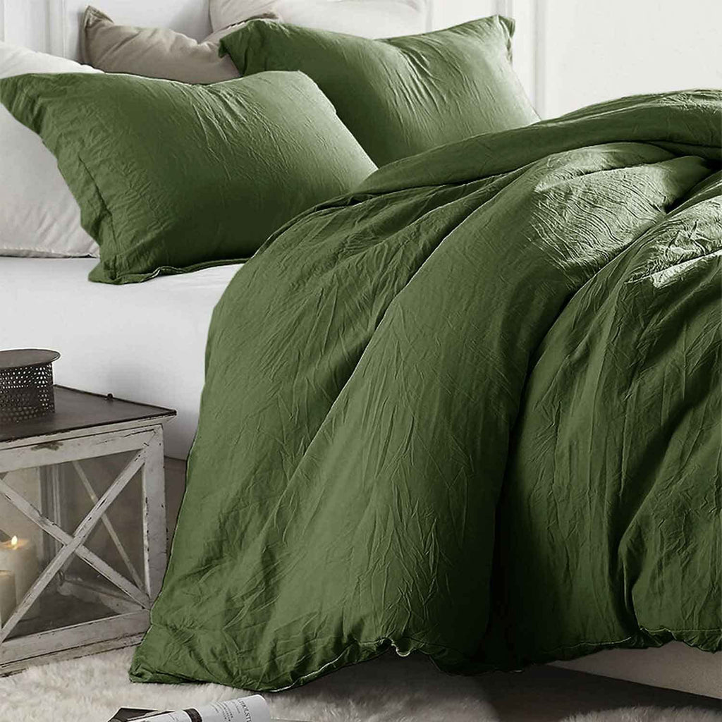 Etdiffe Green King Size Comforter Set, 3 Piece Dark Olive Aesthetic Modern Bedding Set - All Season Soft & Lightweight Microfibe