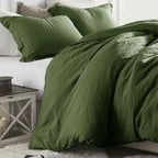 Etdiffe Green King Size Comforter Set, 3 Piece Dark Olive Aesthetic Modern Bedding Set - All Season Soft & Lightweight Microfibe
