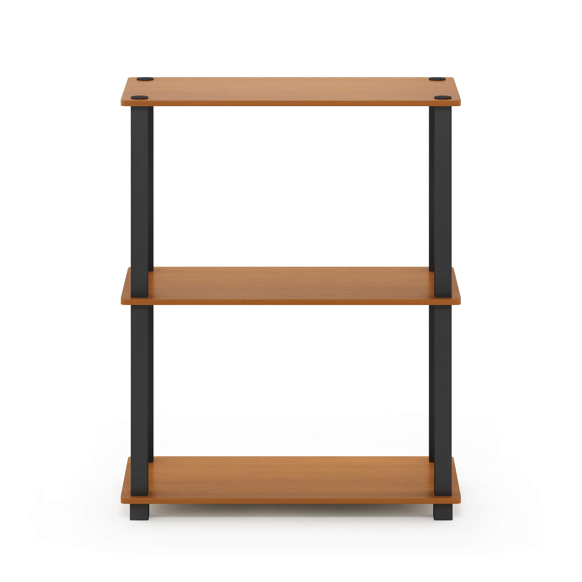 Furinno Turn-S-Tube 3-Tier Compact Multipurpose Shelf Display Rack With Square Tube, Light Cherry/Black