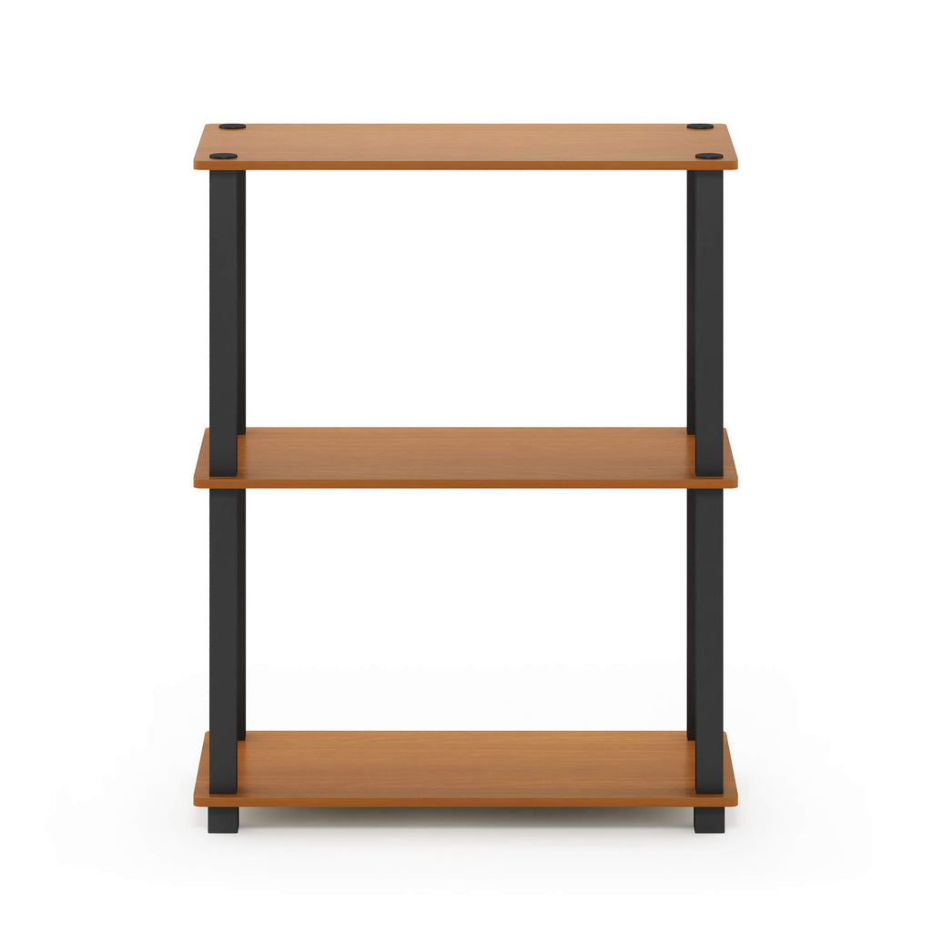 Furinno Turn-S-Tube 3-Tier Compact Multipurpose Shelf Display Rack With Square Tube, Light Cherry/Black