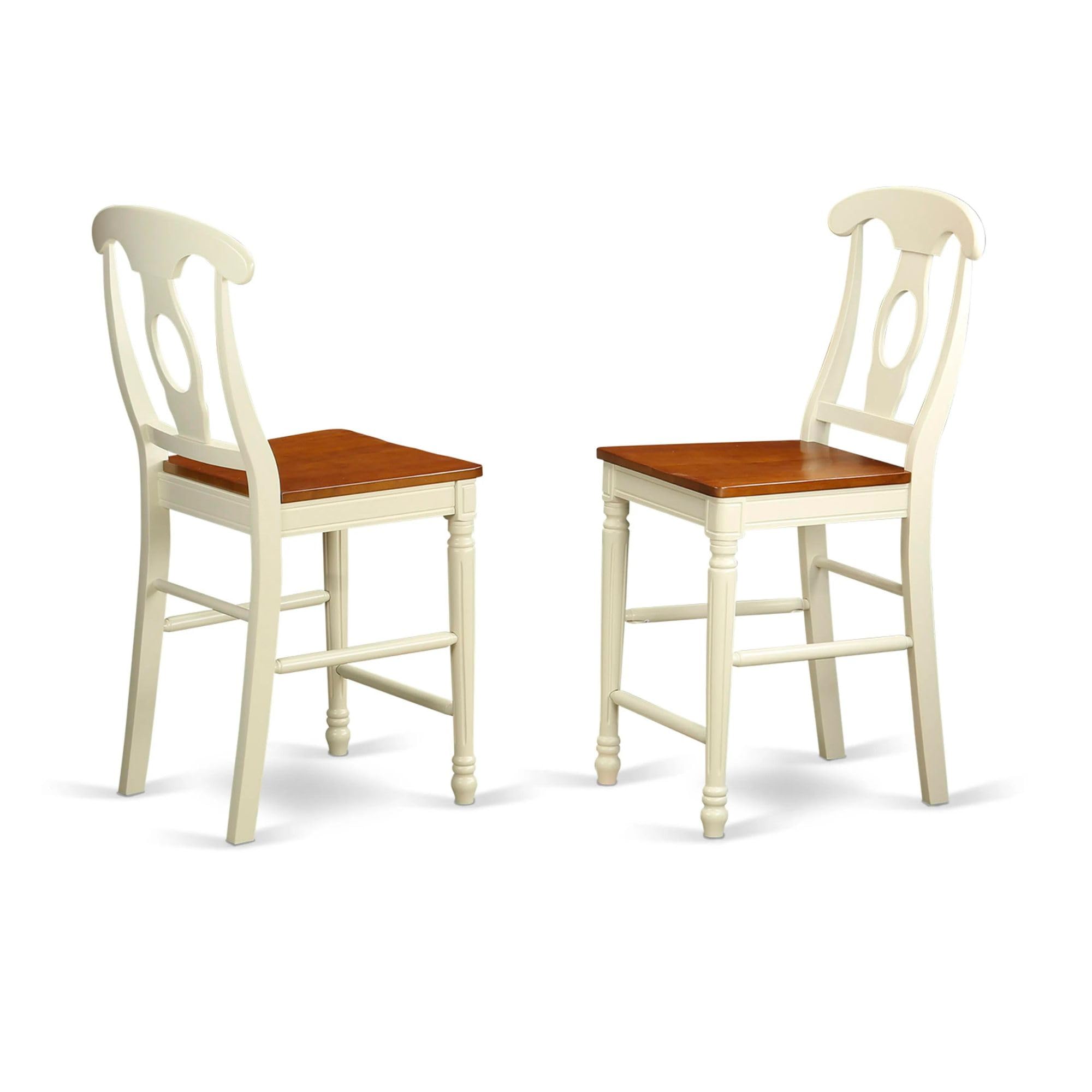 East West Furniture Kenley Counter Height Dining Napoleon Back Solid Wood Seat Chairs