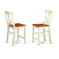 East West Furniture KES-WHI-W Kenley Counter Height Dining Napoleon Back Solid Wood Seat Chairs, Set of 2, Buttermilk & Cherry