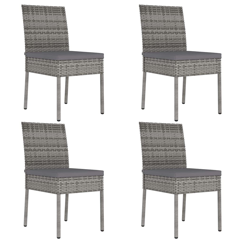 Patio Dining Chairs 4 pcs Poly Rattan Gray