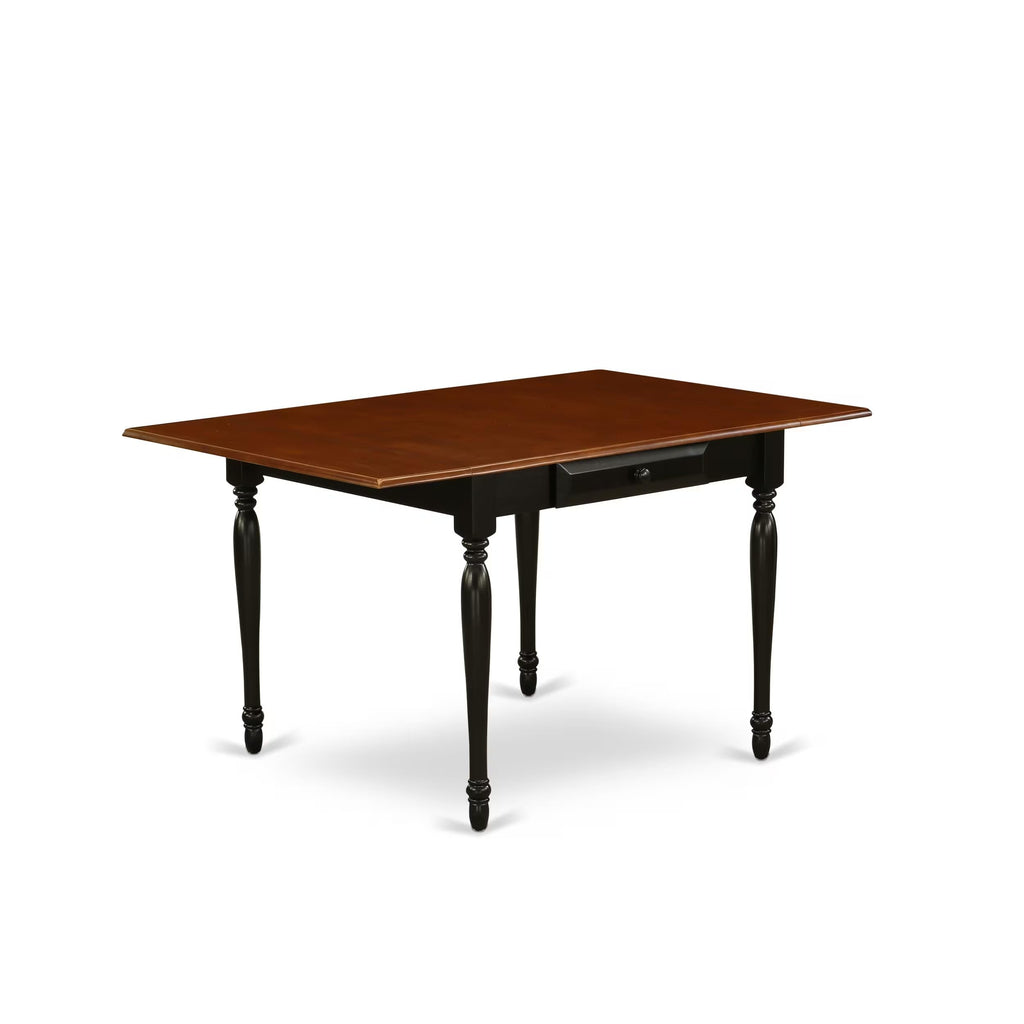 East West Furniture Mzan5-Bch-W 5 Piece Kitchen Table & Chairs Set Includes A Rectangle Dining Room Table With Dropleaf And 4 Dining Chairs, 36X54 Inch, Black & Cherry