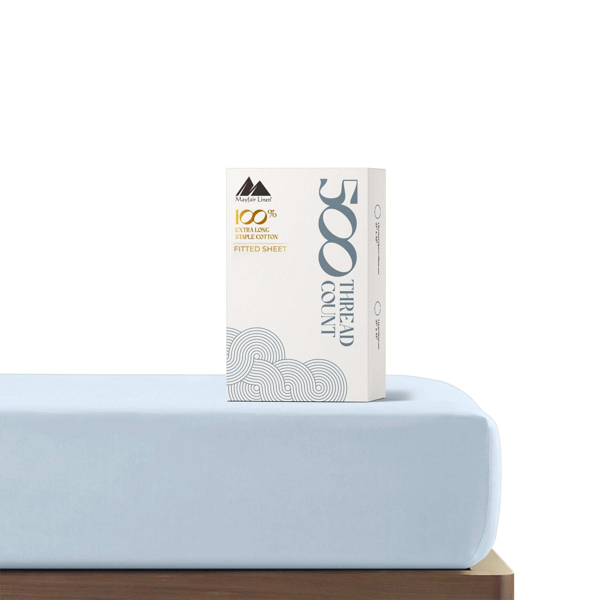 Mayfair Linen King Size Fitted Sheet Only - 100% Cotton 500 Thread Count Deep Pocket King Fitted Sheet, 100% Cotton Fitted Sheet