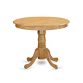 East West Furniture ANNO5-OAK-C 5 Piece Dining Table Set for 4 Includes a Round Kitchen Table with Pedestal and 4 Linen Fabric Dining Room Chairs, 36x36 Inch, Oak