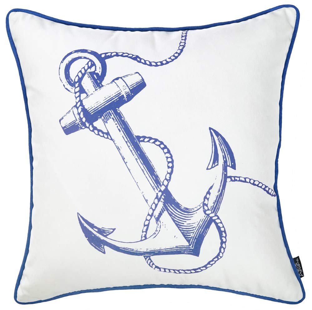 Pillows HomeRoots Multi Polyester 18'x18' Anchor Decorative Throw Cover Printed