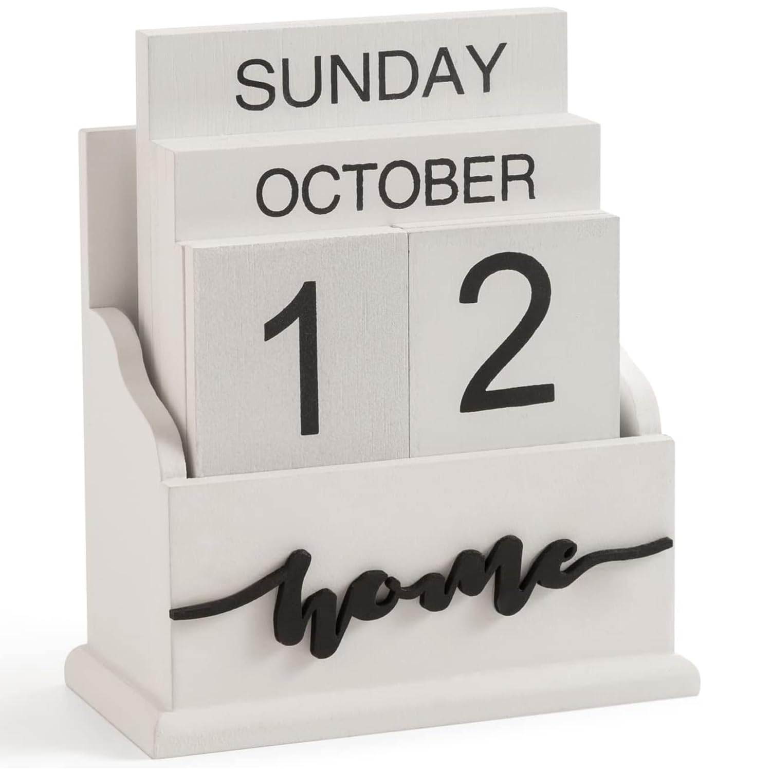 Wooden Desk Perpetual Block Calendar, Wood Blocks For Home Farmhouse Office Aesthetic Decor Teachers, Students, Classroom Decora