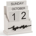 Wooden Desk Perpetual Block Calendar, Wood Blocks For Home Farmhouse Office Aesthetic Decor Teachers, Students, Classroom Decora