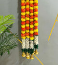 Abhaas Handmade Artificial Jasmine Gajra Marigold Garland Rajnigandha Tassels & Bells Traditional Decor For Diwali/Wedding/Festi