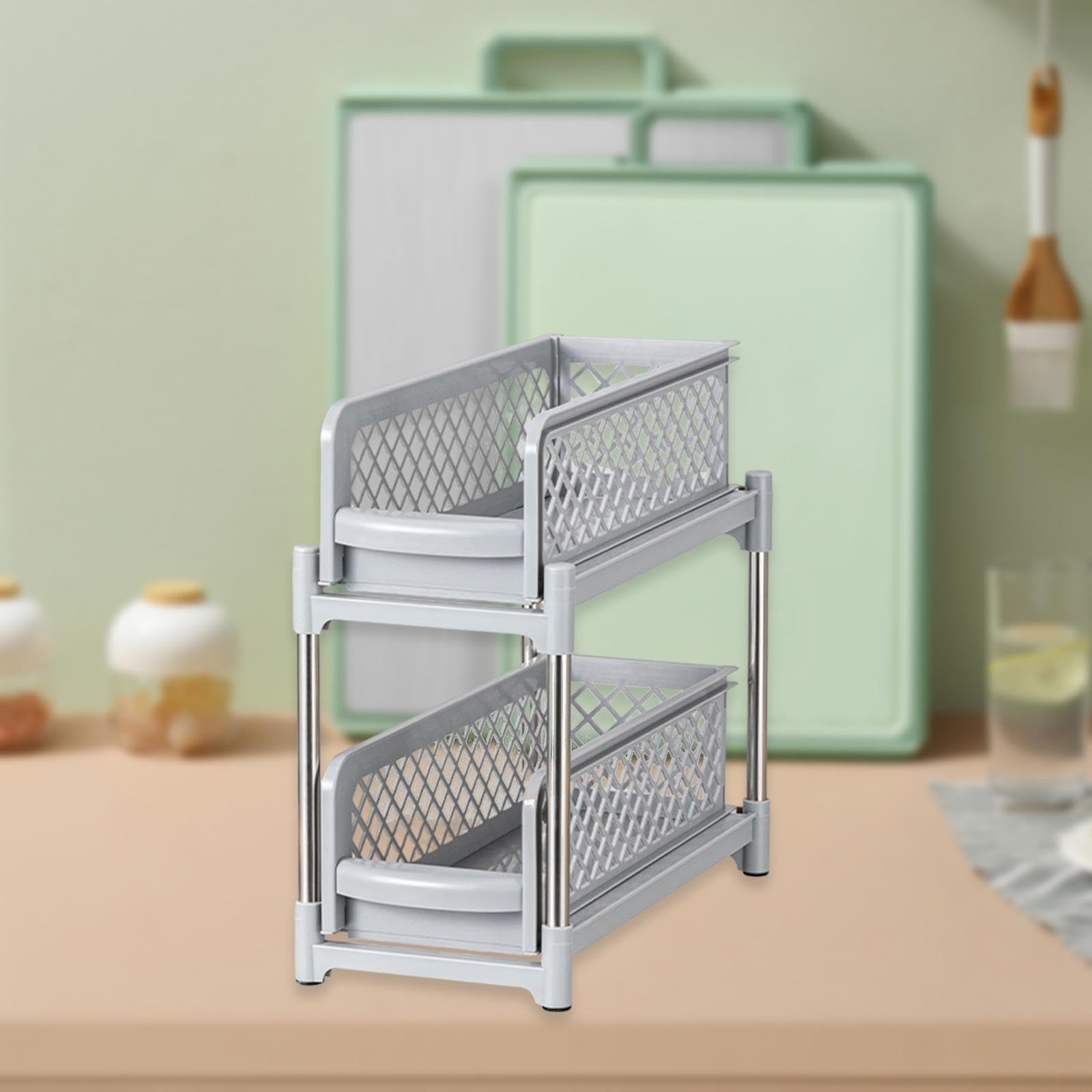 Trendivibe Under Sink Organizers Storage Practical Slide Out Pantry Cabniet Storage Bin Gray
