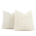 Cocoploceus Set Of 2 Pillow Covers 24X24 Cream Decorative Farmhouse Pillow Covers Quilted Velvet Square Cushion Covers Soft Bubb
