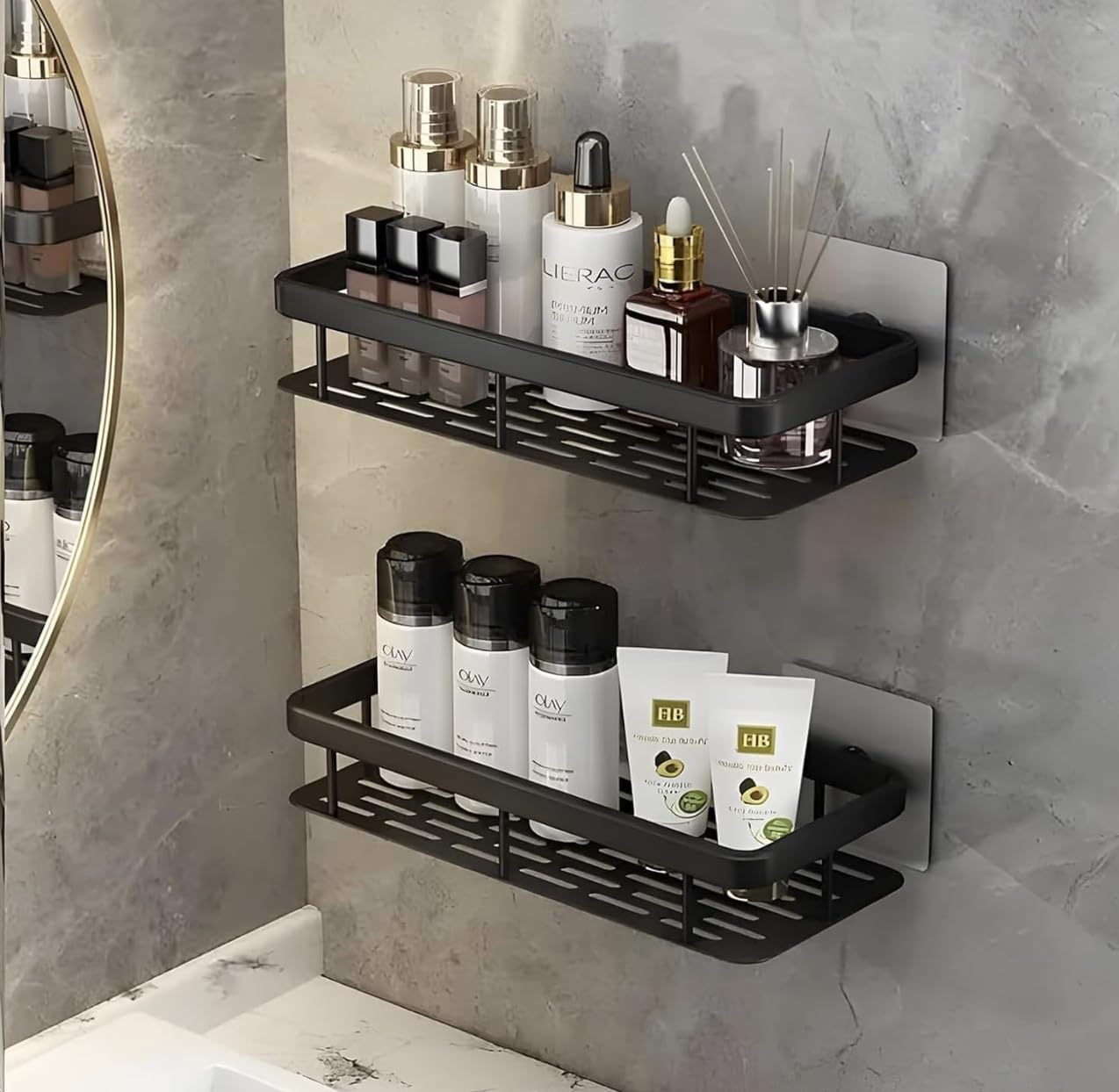 Harionix Self Adhesive Bathroom Shelf For Wall Shelf Organizer Wall Mounted Bathroom Shelves Rack Holder Stand For Bathroom Acce