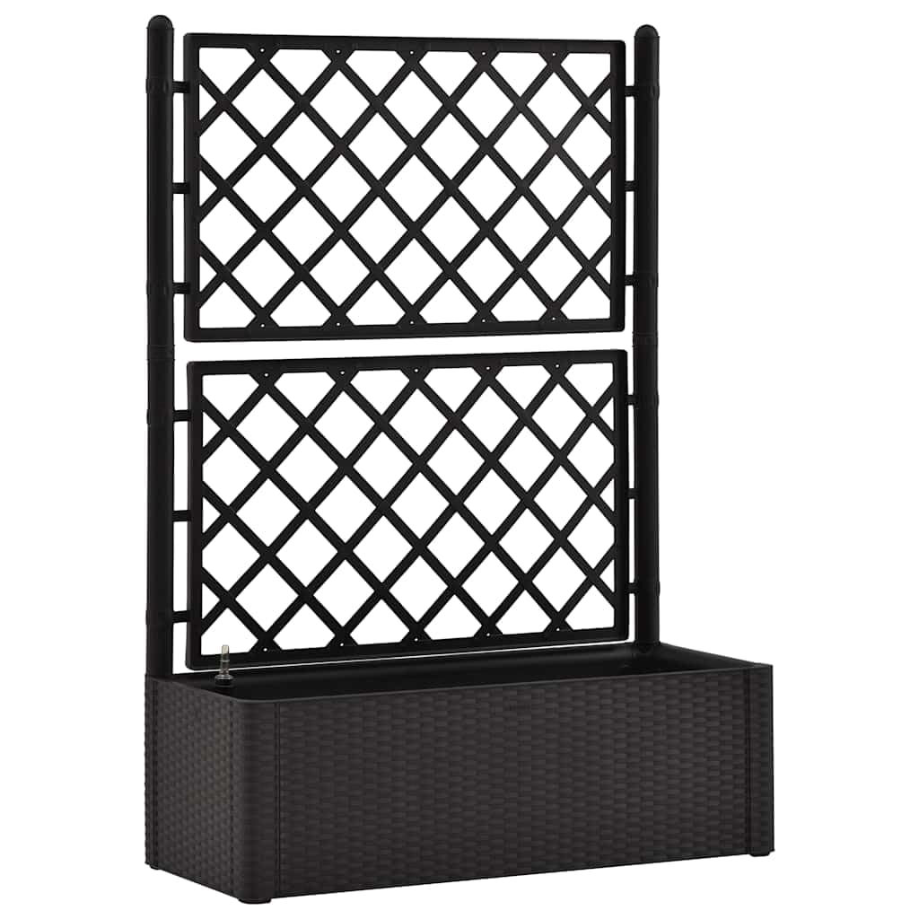 vidaXL Garden Raised Bed Plant Container with Built-in Trellis and Self-Watering System - Weather-Resistant Plastic Structure - 