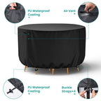Mrrihand Round Patio Furniture Cover - Outdoor Chair Covers Waterproof Heavy Duty 600D Outdoor Table Chair Set Covers Anti-Fading Cover For Outdoor Furniture Set, 62' Diax28 H, Black